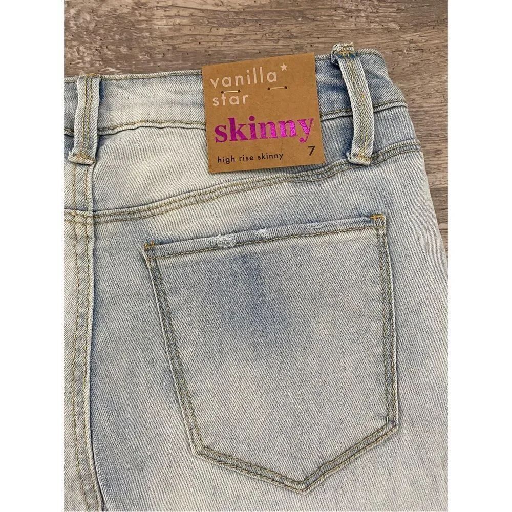 Vanilla Star High Rise Skinny Jeans Ankle Cropped Distressed Juniors Size 7 - Picture 5 of 7